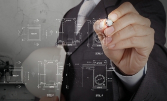 22852420 - engineer drawing manhole with the piping of an industrial waste water cleaning facility as concept